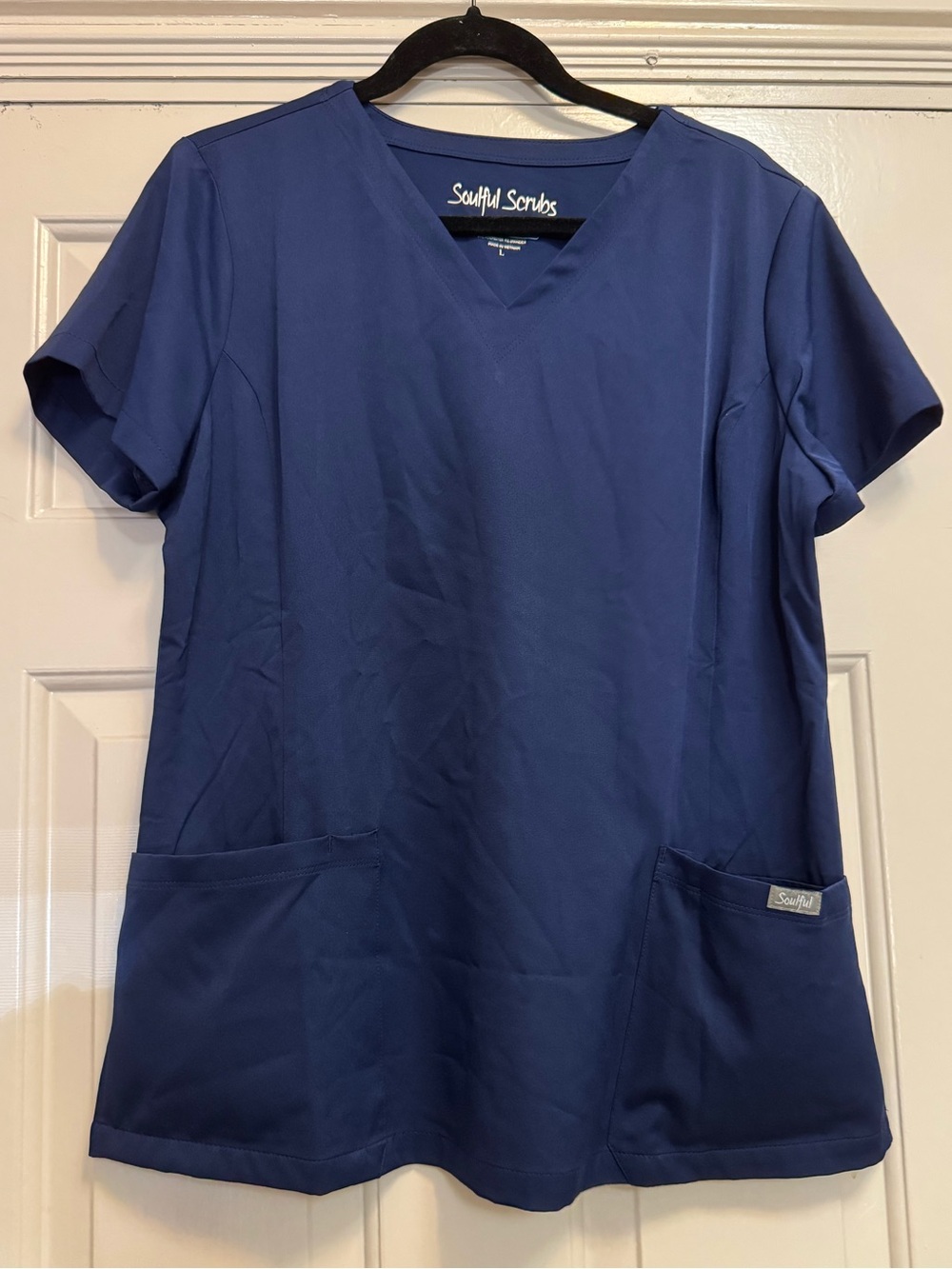 Women's V-Neck Medical Scrub Top - Navy Blue